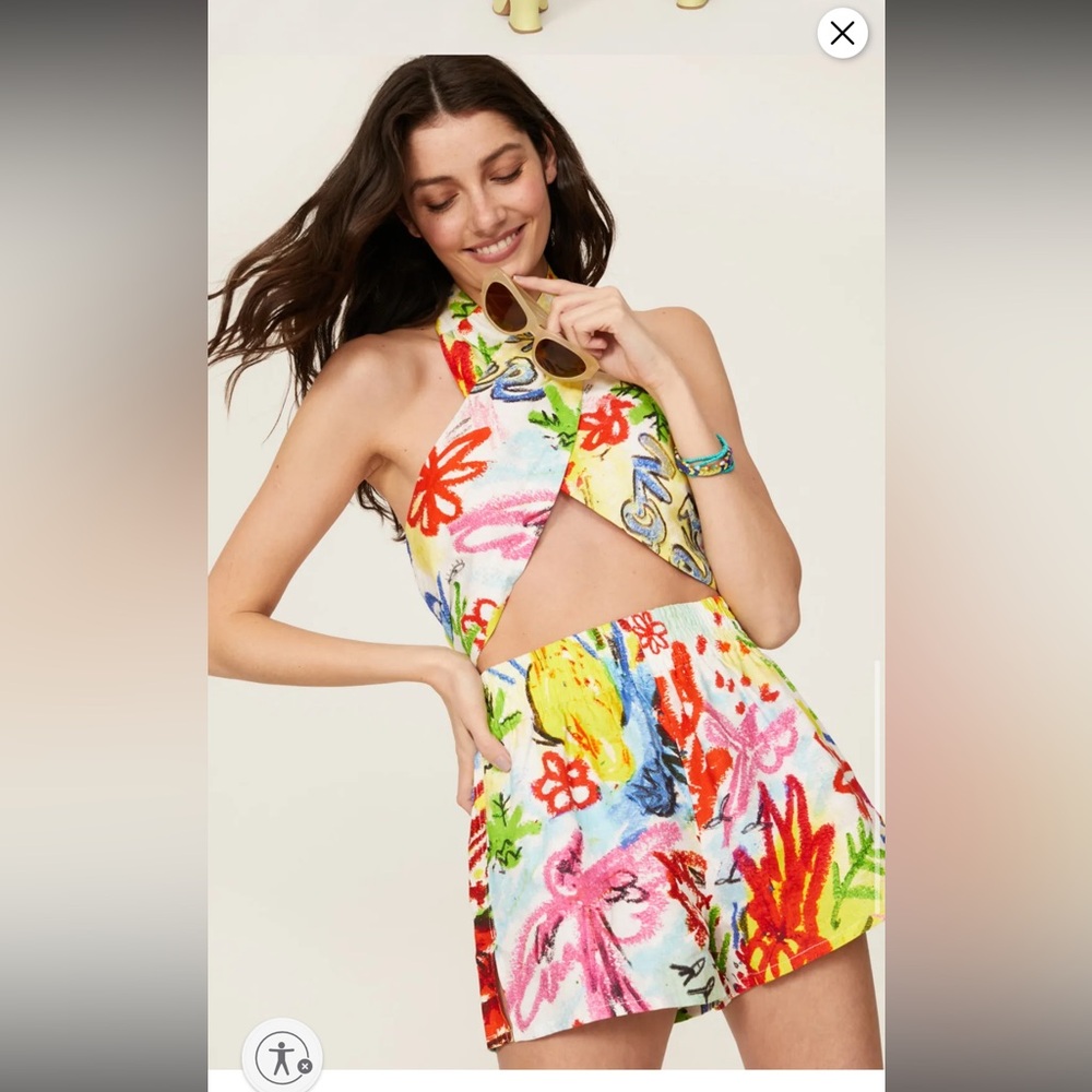 Simon Miller Dotta Printed Wrap Top Medium